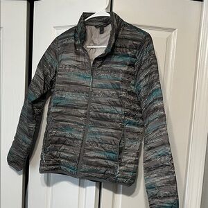 Eddie Bauer Gray and Teal Puffer Jacket